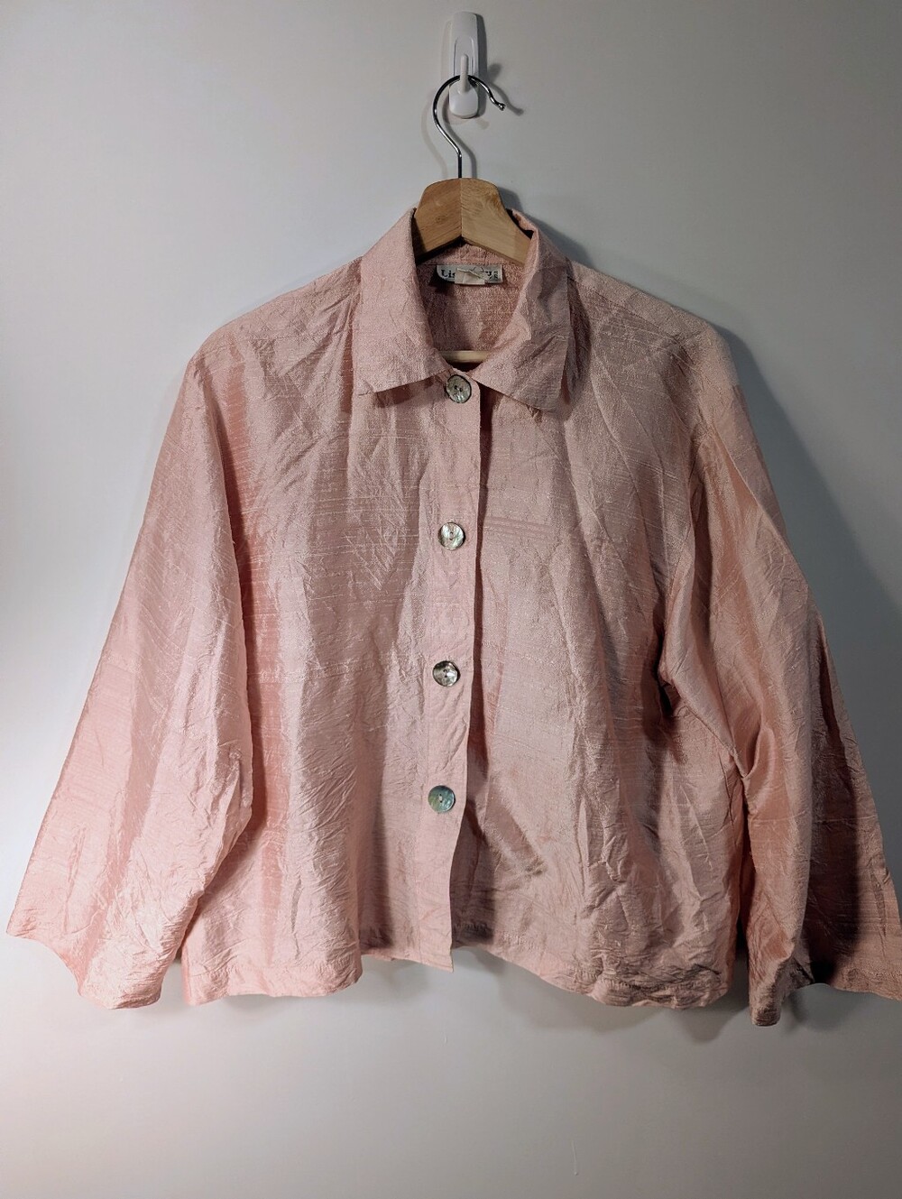 Vintage LISBETH OSLO 100% Crinkle Silk Shirt Jacket - Size Large